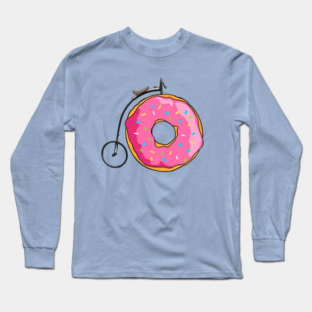 Penny Farthing Donut Long Sleeve T-Shirt by Crooked Skull